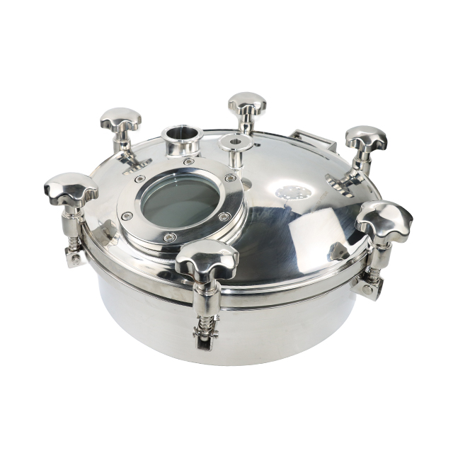 Stainless Steel Food Grade Circular Quick Opening Pressureized Autoclave Manhole with Bevel Edge 