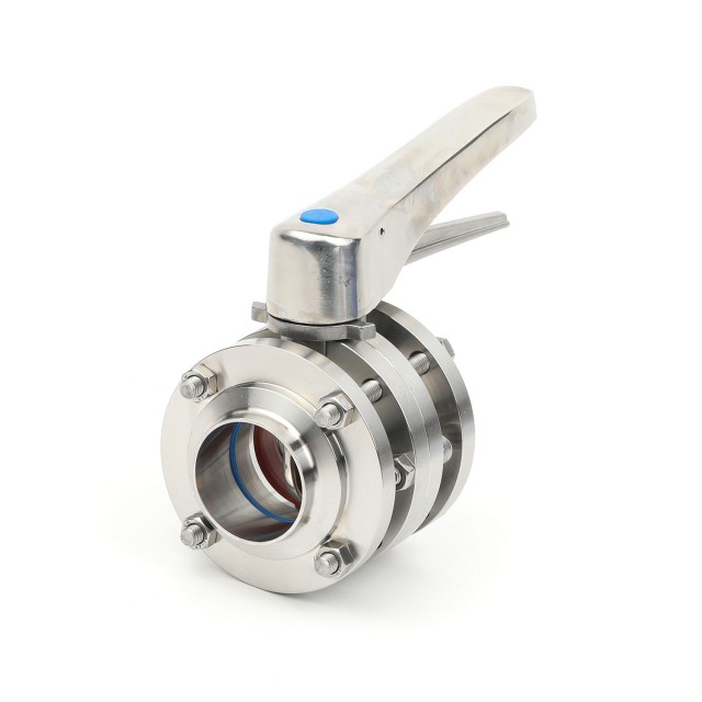 Stainless Steel Sanitary Three-piece Butterfly Valve for Food