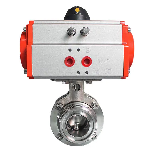 Stainless Steel Adjustable Two Way Compatible Pneumatic Butterfly Valve