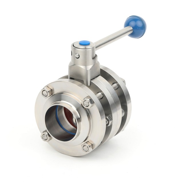 Sanitary Stainless Steel Three-piece Butterfly Valve for Food