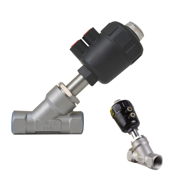 SS316L Y-Type Anti-Corrosion Piston Operated Angle Seat Valve 